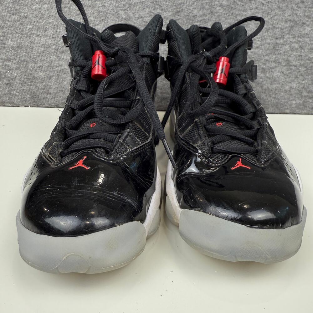 Nike Air Jordan 6 Rings Black Red Patent Leather Athletic Shoes Youth 7 Gym